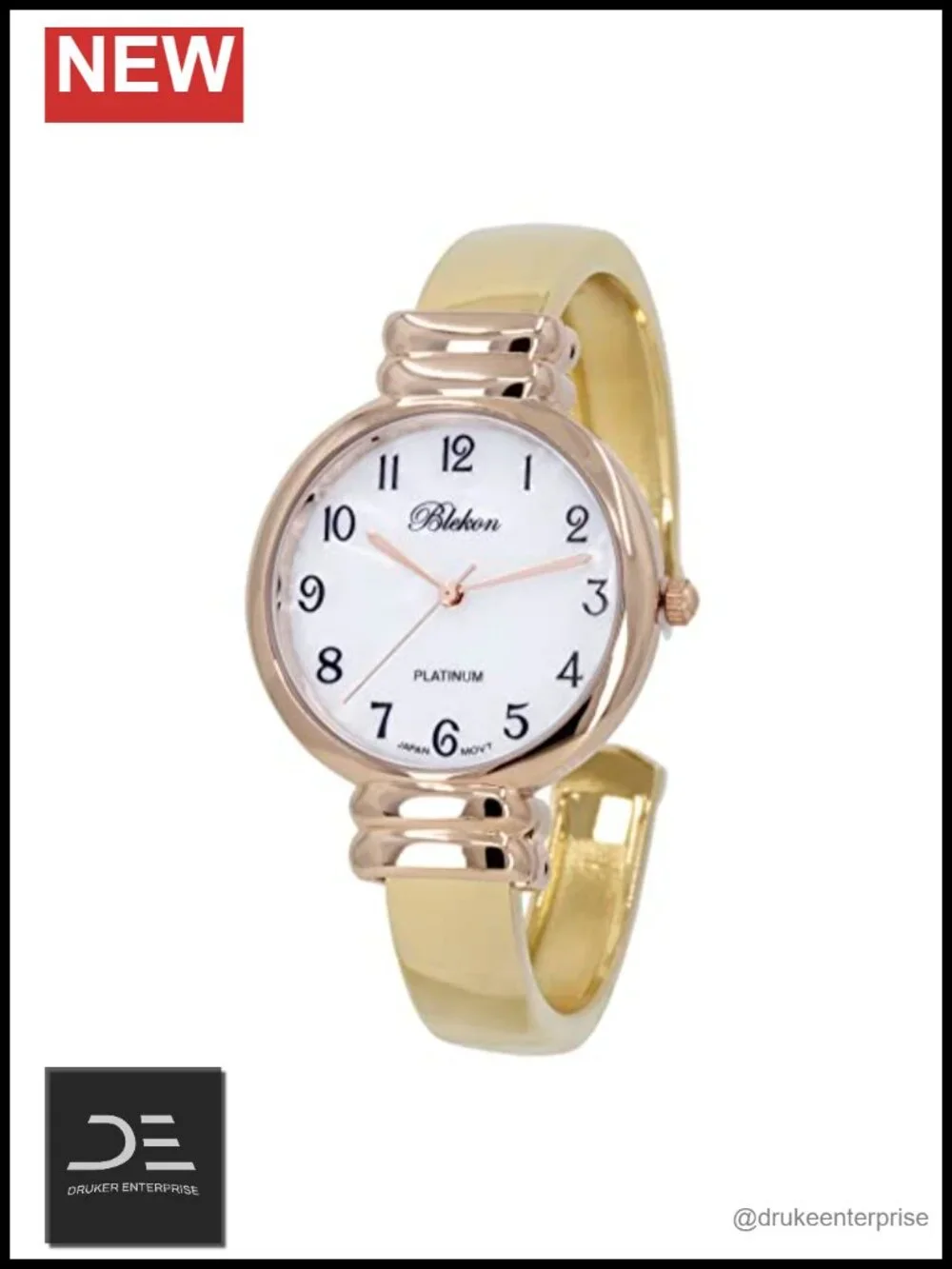Mother of Pearl Cuff Bracelet Watch Japanese Quartz Metal Bangle